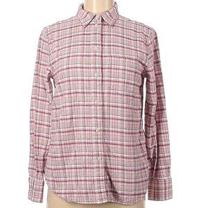 J Crew 100% CLASSIC FLANNEL cotton button down pink plaid shirt blouse 6